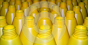 Yellow plastic bottles