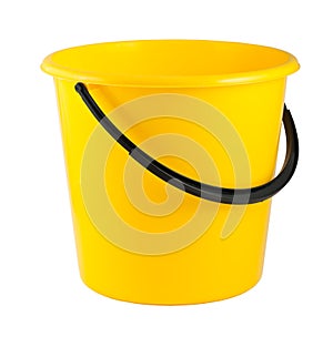 Yellow plastic bucket