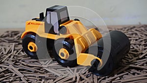 Yellow plastic bulldozer toy16