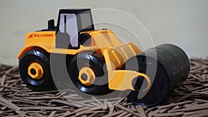 Yellow plastic bulldozer toy17