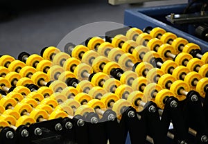 Yellow Plastic Rollers for Transport
