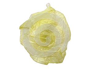 Yellow plastic or shopping bags on white background.
