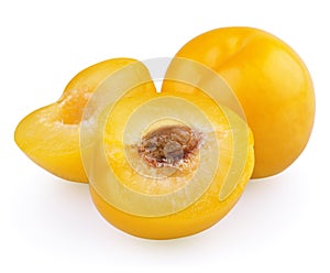 Yellow plum with halves