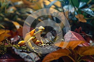 Yellow poison dart frog, AI generated