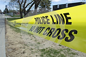 Yellow Police Line Tape For Crime Scene