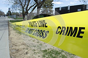 Yellow Police Line Tape For Crime Scene