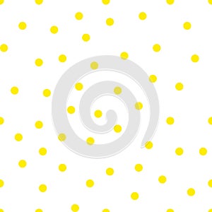 Yellow Polka Dot Pattern. Vector dots seamless ornament for fabric print, wrapping paper, wallpaper. Sixties-seventies