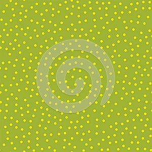 Yellow polka dots pattern on green background.