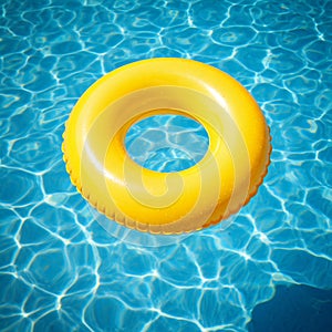 A yellow pool floater in a pool