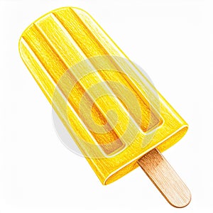 Yellow Popsicle Illustration on White Background