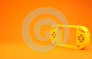 Yellow Portable video game console icon isolated on orange background. Gamepad sign. Gaming concept. 3d illustration 3D