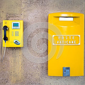 Yellow post box in Vatican