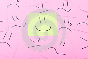 Yellow post it with happy face