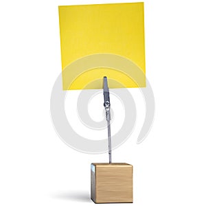 Yellow Post It Note on Cube Base