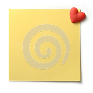 Yellow Post Note with heart pin