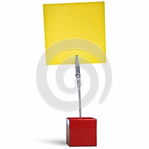Yellow Post It Note Isolated on Cube Base