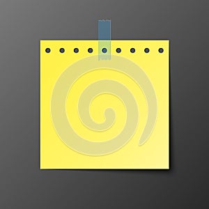 Yellow post note paper with shadow
