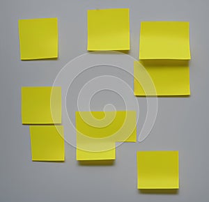 Yellow post notes set. Sheets of note papers with space for text. Generative Artificial Intelligence