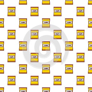 Yellow pouch of potato chips pattern seamless