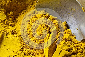 Yellow powder color of Turmeric herbal.