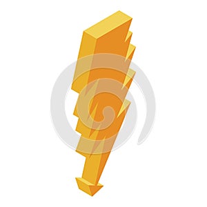 Yellow power bolt icon, isometric style