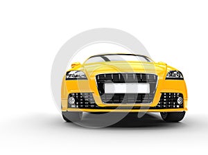 Yellow Powerful Car Front View