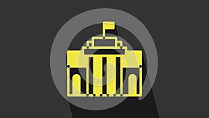 Yellow Prado museum icon isolated on grey background. Madrid, Spain. 4K Video motion graphic animation
