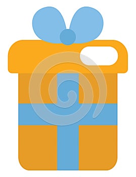 Yellow present with blue bow, icon