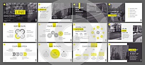 Yellow presentation templates elements on a white background. Vector infographics.