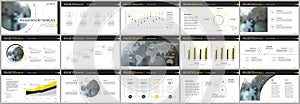 Yellow presentation templates elements on a white background. Vector infographics. photo