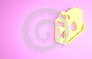 Yellow Printer ink cartridge icon isolated on pink background. Minimalism concept. 3d illustration 3D render