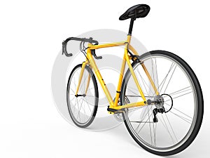 Yellow profesional sports bike - rear wheel focus