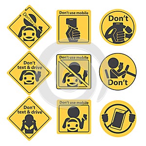 Yellow Prohibit Sign and Symbol photo