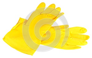 Yellow protective gloves