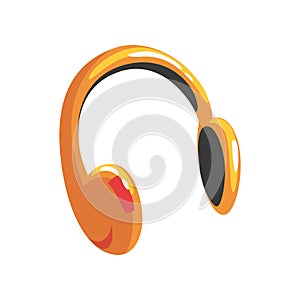 Yellow protective headphones cartoon vector Illustration