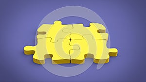 Yellow puzzle on purple background