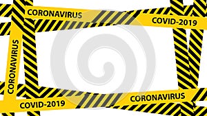 Yellow quarantine warning tape frame with place for text. vector Illustration isolated on white background. graphic