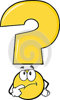 Yellow Question Mark Character Thinking