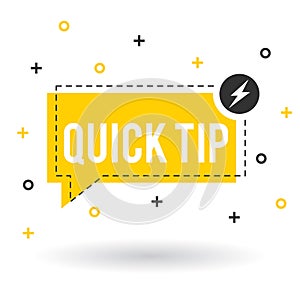 Yellow quick tips logo, icon or symbol with graphic elements suitable for web or documents