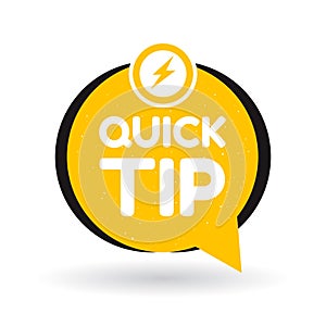 Yellow quick tips logo, icon or symbol with graphic elements suitable for web or documents
