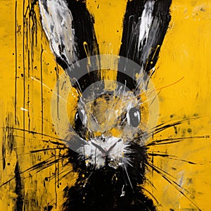 Yellow Rabbit: Street Art Abstract Portrait With A Satirical Twist photo