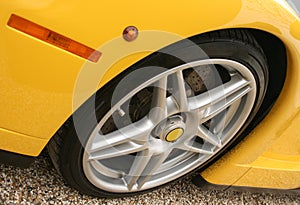 Yellow race car wheel