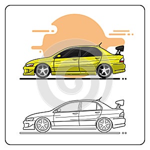 Yellow racing Car easy editable