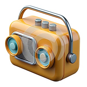 Yellow radio isolated on a white