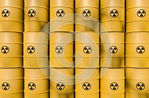 Yellow radioactive waste barrels - nuclear waste dumping concept