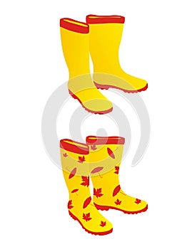 Yellow rain boots