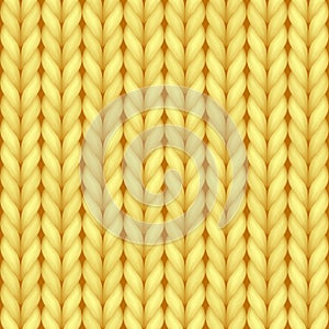 Yellow realistic knit texture seamless pattern of cozy wool. Soft fiber background template photo