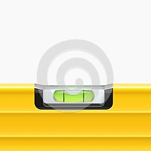 Yellow realistic level tool with green bubble