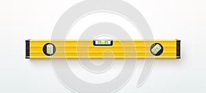 a yellow realistic spirit level on white