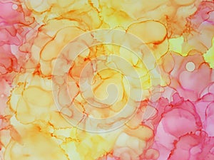 Yellow and Red Alcohol Ink Abstract Texture Background